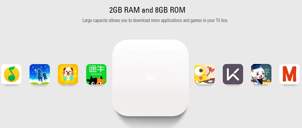 Original Xiaomi Mi4 Bluetooth Voice Control TV Box Amlogic S905L / 2GB RAM + 8GB ROM /  2.4G Wi-Fi / BT4.1+ EDR / Supports 4K HDR / H.265 