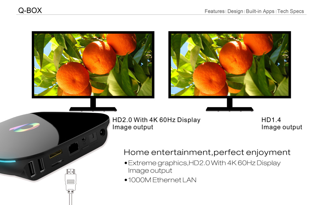 Sunvell Q-BOX TV Box 4K H.265 1000M Ethernet Android 5.1 Amlogic S905 Quad-core WiFi BT 4.0 HD 2.0 Google Streaming TV