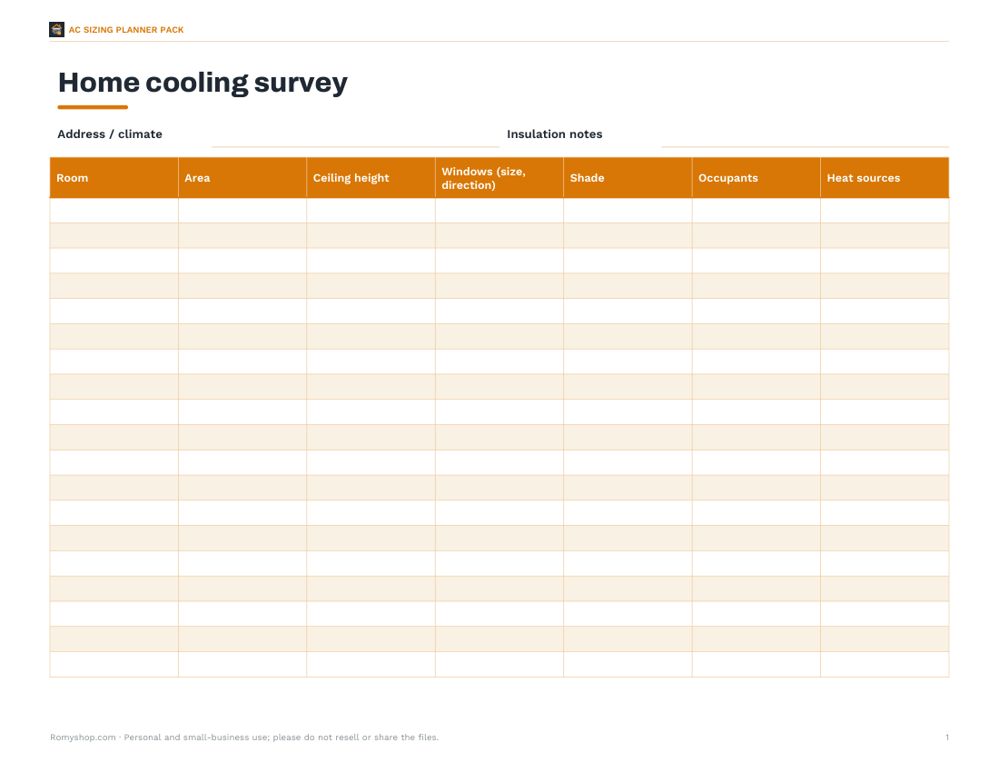 Preview of the first page of Home survey (PDF/DOCX/XLSX)
