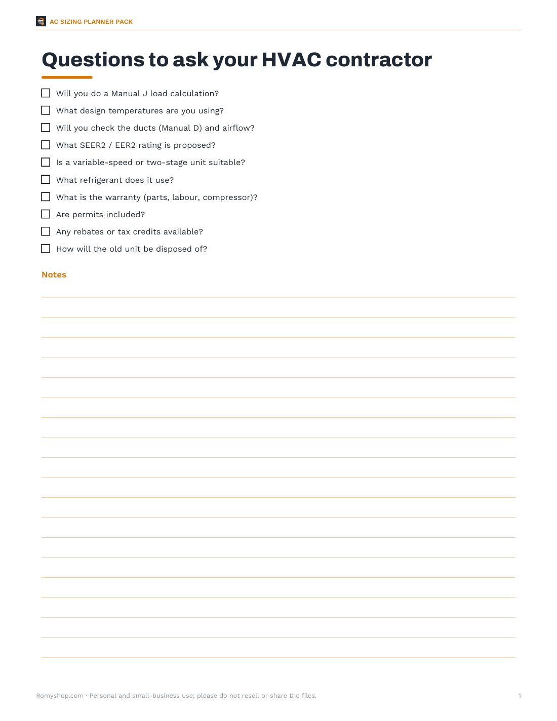 Preview of the first page of Contractor checklist (PDF/DOCX)